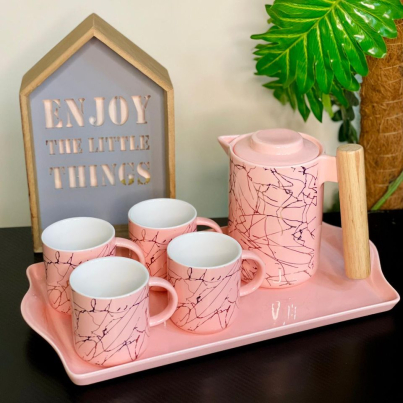 Pink Ceramic Tea Set