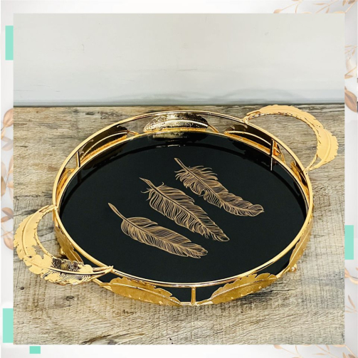 Black Mirror Decorative Tray