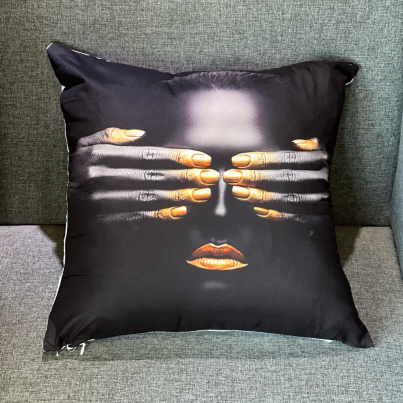 Abstract Black Nordic Cushion Woman