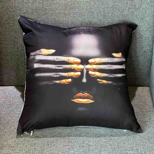 Abstract Black Nordic Cushion Woman
