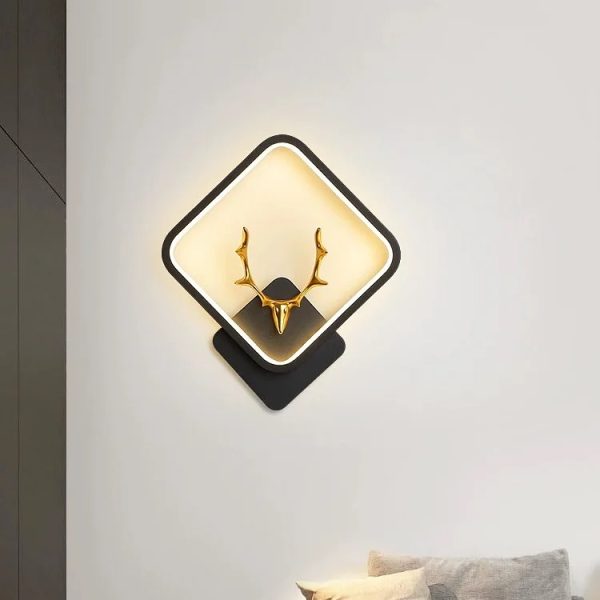 Square Black Markhor Wall Light